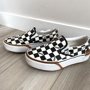 Checkered slip on platform vans size 8